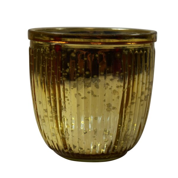 CHICCIE Windlicht aus Glas gold 10x10x10cm - Kerzenhalter...