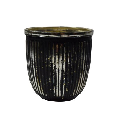 CHICCIE Windlicht aus Glas schwarz 10x10x10cm - Kerzenhalter Teelichthalter Deko