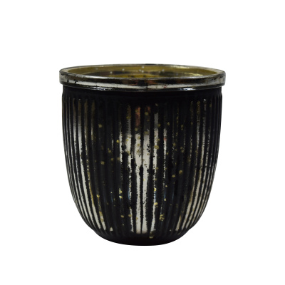 Windlicht aus Glas schwarz 10x10x10cm Kerzenhalter Teelichthalter Deko