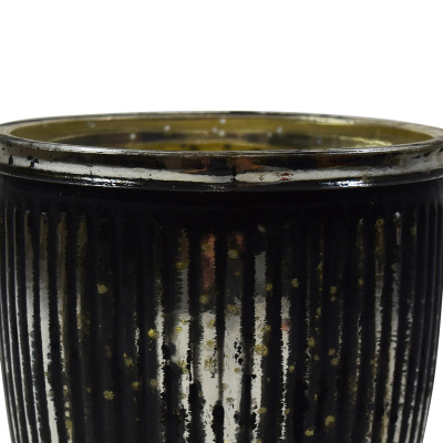 Windlicht aus Glas schwarz 10x10x10cm Kerzenhalter Teelichthalter Deko