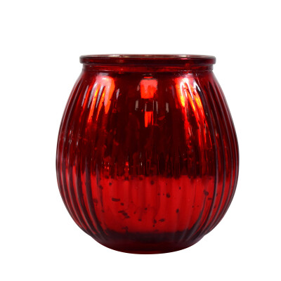 Windlicht aus Glas rot 9x9x9cm Kerzenhalter Teelichthalter Deko