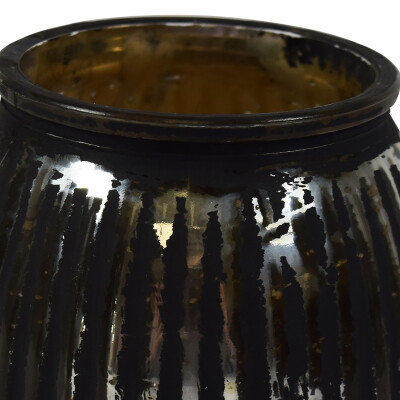 Windlicht aus Glas schwarz 9x9x9cm Kerzenhalter Teelichthalter Deko