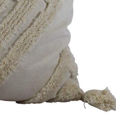 CHICCIE Kissen mit Quasten aus Baumwolle wei&szlig; beige 45x45x6cm - Couchkissen
