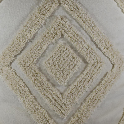 Kissen mit Quasten aus Baumwolle wei&szlig; beige 45x45x6cm Couchkissen