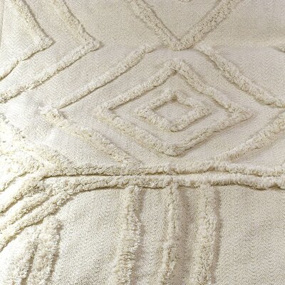 CHICCIE Decke aus Baumwolle beige wei&szlig; 140x180cm - Wohndecke Kuscheldecke Schlaf