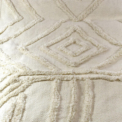 Decke aus Baumwolle beige wei&szlig; 140x180cm Wohndecke Kuscheldecke Schlaf