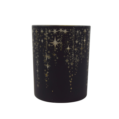 Windlicht Sternenglanz schwarz gold aus Glas Kerzenhalter