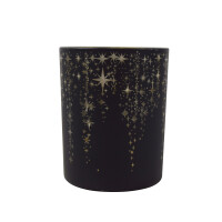 CHICCIE Windlicht Sternenglanz schwarz gold aus Glas - Kerzenhalter Deko