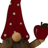 CHICCIE Wichtel auf Baumstamm aus Holz 7x13cm rot - Herbstdekoration Herbstdeko Deko