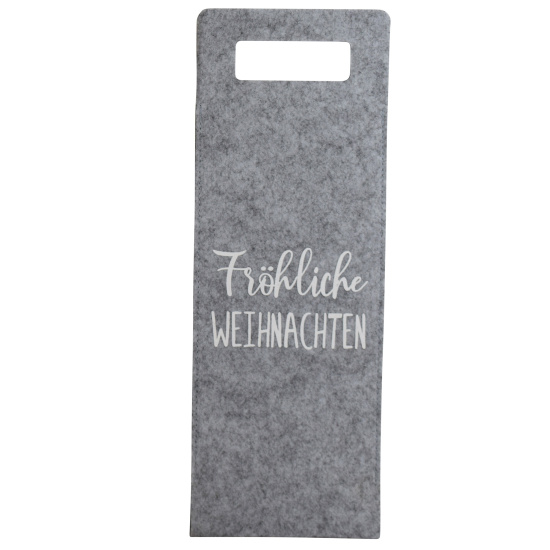 Weintasche Fr&ouml;hliche Weihnachten 14x14x41cm Filz Geschenk