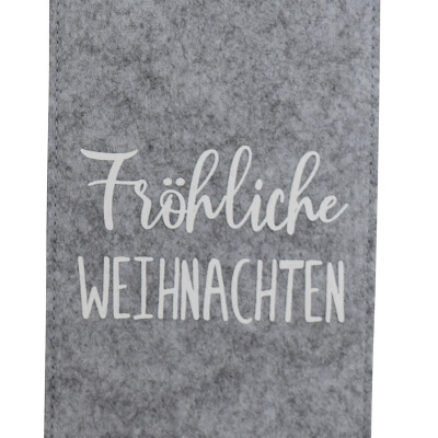 Weintasche Fr&ouml;hliche Weihnachten 14x14x41cm Filz Geschenk