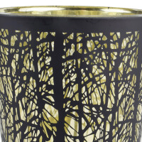 CHICCIE Windlicht mit Rentieren aus Glas schwarz gold - Winterdekoration