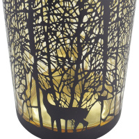 Windlicht mit Rentieren aus Glas schwarz gold Winterdekoration