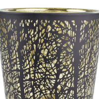 Windlicht mit Rentieren aus Glas schwarz gold Winterdekoration