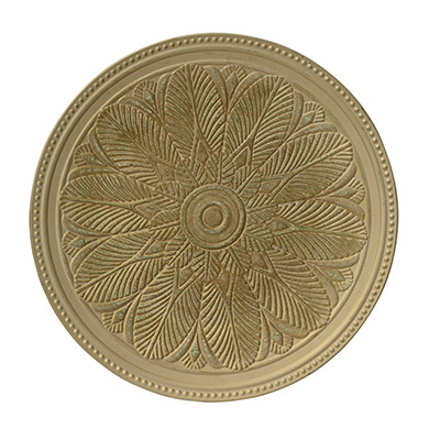 Teller aus Kunststoff Blumenmuster Bronze Gold 33cm Vintage Dekoteller