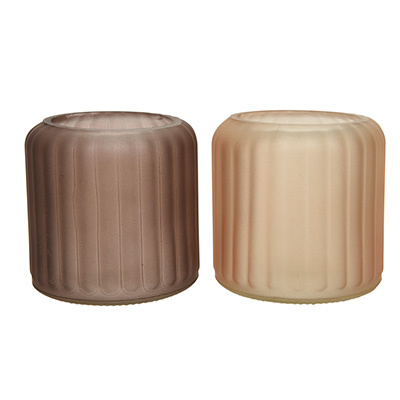 Teelichthalter aus Glas Braun Beige 7,5x8cm Kerzenhalter Wohnzimmerde