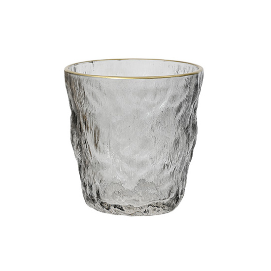 Teelichthalter aus Glas mit Goldrand Grau 9,5x9cm Kerzenhalter Deko