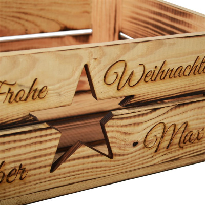 Holzkiste Personalisiert Wunschtext mit Stern Gravierte Erinnerungskiste Spielzeugkiste Holz
