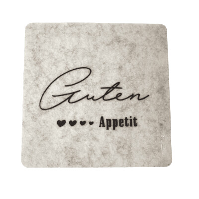 6er Set Untersetzer Guten Appetit Grau Creme 10x10cm Glasuntersetzer