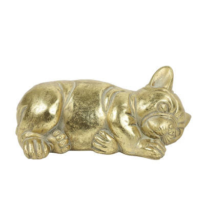 Deko Dogge Gold schlafend liegend 26 x 15 x 10 cm