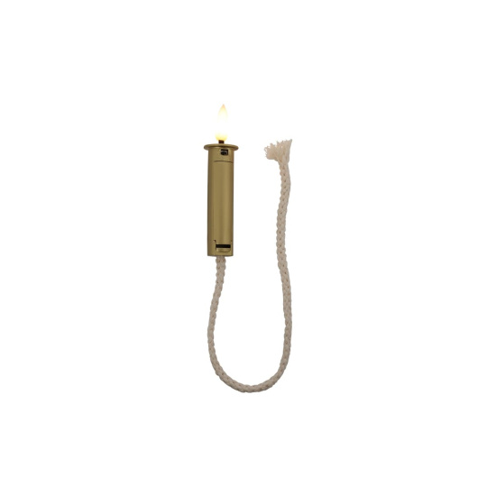 LED Flaschen Flamme Licht Gold mit Seil Rustikal Kunststoff 2,2 x 10 cm