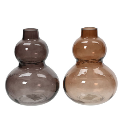 Doppel Bauchige Glas Vase Braun Blumenvase...