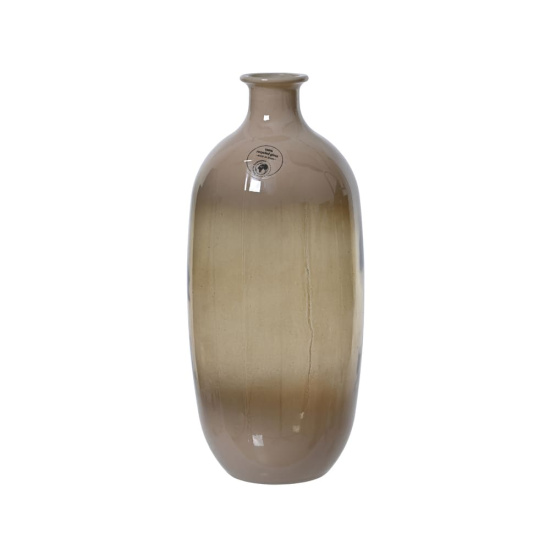 Hohe Vase Beige Glas Bodenvase Gro&szlig; 45 cm