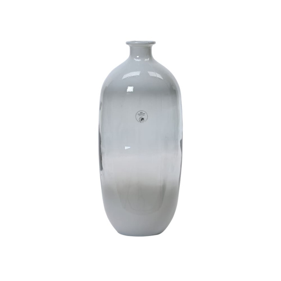 Hohe Vase Grau mit Verlauf Glas Bodenvase Glänzend Groß 45 x 19 cm
