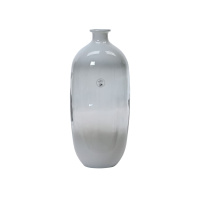 Hohe Vase Grau mit Verlauf Glas Bodenvase Glänzend Groß 45 x 19 cm