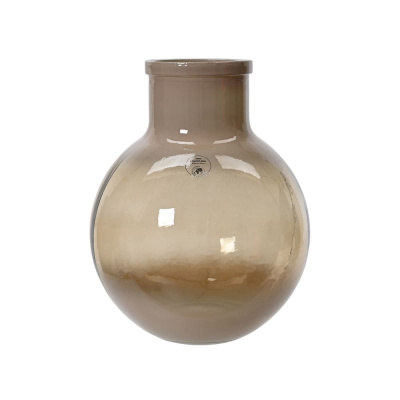 Rundkolben Rund Bauchige Vase Beige Glas 31 cm Deko