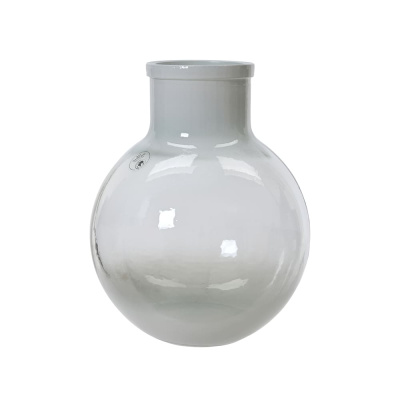 Rundkolben Rund Bauchige Vase Weiß Off White Glas...