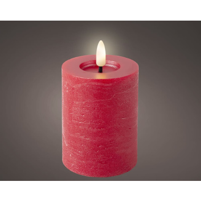 Kleine LED Stumpenkerze Rot mit Timer Flammen Effect für Drinnen 11 c