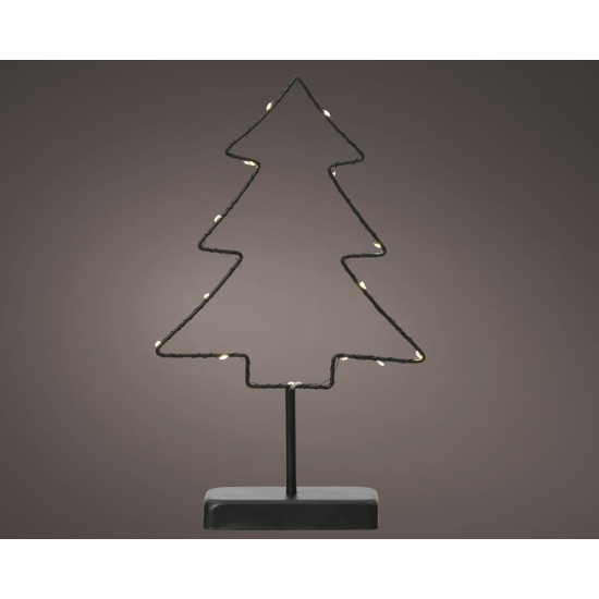 Lumineo LED Weihnachtsbeleuchtung Tannebaum Rahmen mit Fuss Schwarz Metall Indoor für Drinnen 35 cm