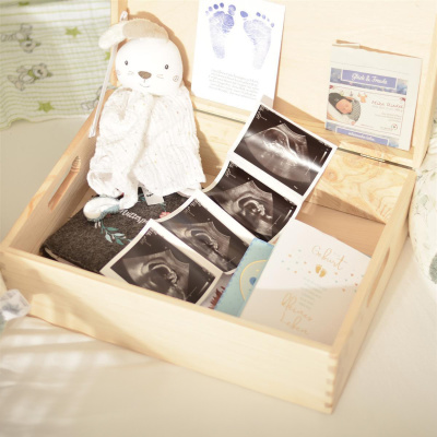 Erinnerungsbox personalisiert f&uuml;r Baby &amp; Kind Druck farbig Schildkr&ouml;te Geburt Holzkiste Erinnerungskiste 30x20x14cm Klein