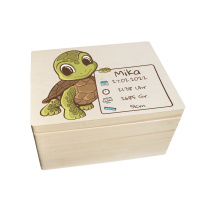 Erinnerungsbox personalisiert für Baby & Kind Schildkröte Druck farbig Geburt Holzkiste Erinnerungskiste 40x30x23cm