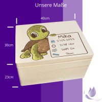 Erinnerungsbox personalisiert für Baby & Kind Schildkröte Druck farbig Geburt Holzkiste Erinnerungskiste 40x30x23cm