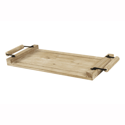 Längliches Mittelgroßes Tablett mit Henkel Braun Holz 813278