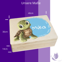 Erinnerungsbox personalisiert für Baby & Kind Schildkröte Aquarell Geburt Holzkiste Erinnerungskiste 40x30x14cm