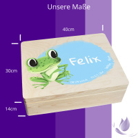 Erinnerungsbox personalisiert für Baby & Kind Frosch Aquarell Geburt Holzkiste Erinnerungskiste 40x30x14cm