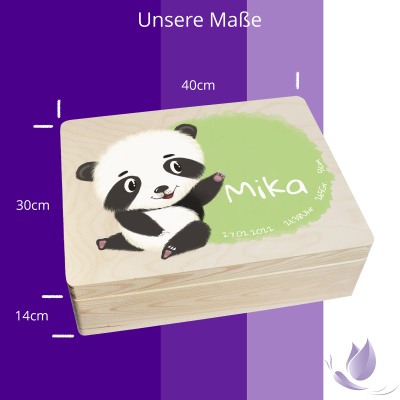 Erinnerungsbox personalisiert f&uuml;r Baby &amp; Kind Panda Aquarell Geburt Holzkiste Erinnerungskiste 40x30x14cm Klein