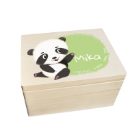 Erinnerungsbox personalisiert für Baby & Kind Panda Aquarell Geburt Holzkiste Erinnerungskiste 40x30x23cm