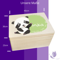 Erinnerungsbox personalisiert für Baby & Kind Panda Aquarell Geburt Holzkiste Erinnerungskiste 40x30x23cm