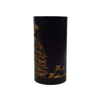 Weihnachts Windlicht Schwarz Gold Metall Frohe Weihnachten Baum Motiv 20 / 25 / 30 cm Hoch