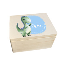 Erinnerungsbox personalisiert für Baby & Kind Dino Aquarell Geburt Holzkiste Erinnerungskiste 40x30x23cm