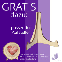 CHICCIE Personalisierte Baumscheibe Farbiger Herzdruck mit Koordinaten 18cm versch Farben Holzscheibe Geschenkidee Valentinstag Hochzeit Jahrestag