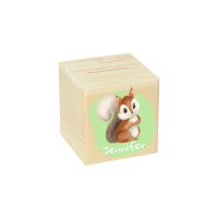 CHICCIE Spardose aus Holz Personalisiert mit Farbdruck für Kinder 10x10cm Kinderspardose Geburt Taufe Geschenkidee Geldgeschenk