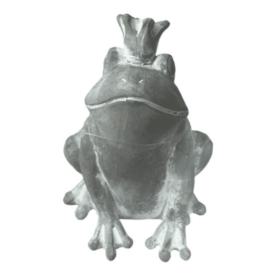 Kleiner Froschkönig Figur aus Zement in Grau