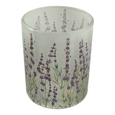 Großes Windlicht Lavendel Glas Grün Lila 51047