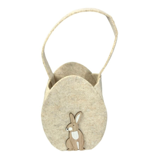 Tasche in Ei-Form mit Hase aus Filz in Beige