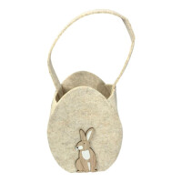 Tasche in Ei-Form mit Hase aus Filz in Beige